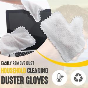 Gants de nettoyage multifonctionnels non tissés, dentelés, électrostatiques, pour l'élimination de la poussière, blancs, 23x20cm, usage domestique - Product Image 2