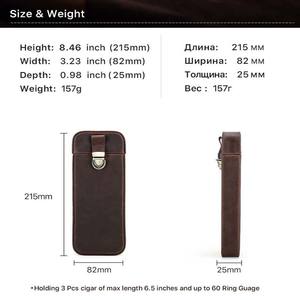 Boîte à cigares en cuir véritable portable au prix d'usine, humidor de voyage, étui à cigares à <span class=keywords><strong>3</strong></span> tubes en cuir - Product Image 4