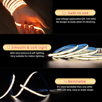 480LEDs COB LED Strip CE RoHS UL 12V 24V 5M hangat putih dingin cahaya fleksibel COB LED Strip cahaya