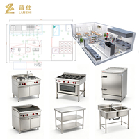 Ensemble complet d'équipements de cuisine commerciale en acier inoxydable avec options électriques et à gaz, service tout-en-un pour restaurants et hôtels