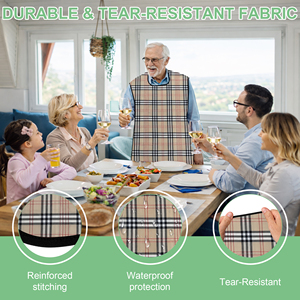 Tablier à bavette personnalisé à carreaux pour adulte, imperméable, protège-vêtements pour personnes âgées, pour les soins aux patients en maison de retraite, lavable - Product Image 5