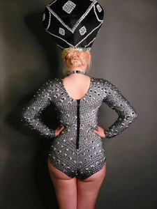 Disfraz <span class=keywords><strong>de</strong></span> Bar gogo para mujer, traje sexy para cantante, club nocturno, fiesta <span class=keywords><strong>de</strong></span> gran altura, Diamante caliente atmosférica, todo en uno + tocado - Product Image 4