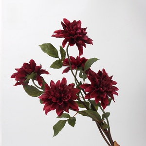 LO-645 Vente en gros de fleurs artificielles de dahlia en PU de qualité supérieure, toucher réaliste, hydratantes, fleurs artificielles de luxe pour la décoration de mariage et de la maison - Product Image 2