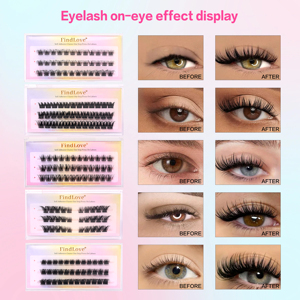 Nueva Serie <span class=keywords><strong>de</strong></span> Extensiones <span class=keywords><strong>de</strong></span> <span class=keywords><strong>Pestañas</strong></span> en Racimo Pre-Encoladas con Logotipo Personalizado, Resistentes al Agua, Volumen Grueso 3D, Sin Pegamento, <span class=keywords><strong>Pestañas</strong></span> Postizas <span class=keywords><strong>de</strong></span> Longitud Mixta - Product Image 4