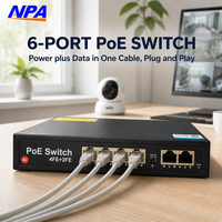 10/100Mbps 4 Port POE Switch dengan 2 Port Uplink AI Watchdog Ethernet Switch Network 802.3af/at 250M Extension AP-1024MN
