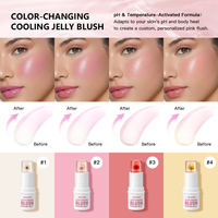 Barra de Rubor 3 en 1 con Cambio de Color por Temperatura, Empaque en Forma de Flor, Rubor en Gel, Kit de Rubor Labial de Marca Privada, Maquillaje Permanente