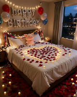 Pétales de rose artificiels, kit de 50 bougies chauffe-plat LED en forme de cœur, décoration écologique en plastique pour la maison, pour anniversaire, mariage