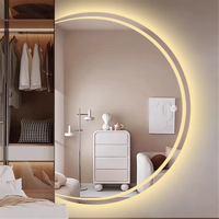 Miroir LED rond mural moderne de grande taille avec éclairage irrégulier pour salon, hôtel, salle de bain