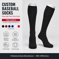 Chaussettes de baseball personnalisées noires, hauteur genou, chaussettes tubulaires d'équipe, anti-humidité, côtelées élastiques, chaussettes athlétiques pour uniforme d'équipe de baseball