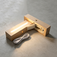Base LED Inalámbrica Portátil de Madera con Interruptor Táctil, Iluminación Blanca Cálida, Ranura Opcional para Batería AAA, Soporte para Lámpara Decorativa de Mesa
