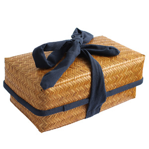 Caja de Almacenamiento de Bambú Tejido Estilo Japonés, Rectangular, con Cubierta Antipolvo, para Organización del Hogar, Tipo Vertical - Product Image 2
