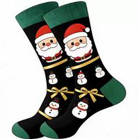 Chaussettes en coton tendance pour hommes, motif jacquard classique de Noël, chaussettes décontractées pour les fêtes d'hiver, idéales pour offrir
