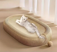 Lit pour chat ovale en bois robuste, griffoir durable, résistant à l'humidité, construction anti-chute, jouet amusant pour chat, expérience de griffonnage saine et idéale