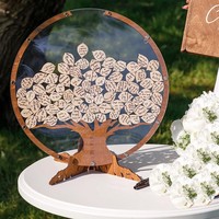 Bestseller Neues Design Holz-Handwerksornament Tischdekoration Kreisförmiger Lebensbaum Kreatives Geburtstags- und Hochzeits-Nachrichtenschild