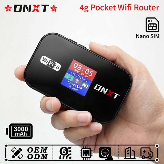 DNXT Portable Wifi Modem WiFi6 Mini Pocket Wifi WPS 3000mAh Wireless Modem Wi-fi Portable AP Mode Wifi Box for Car for Trip