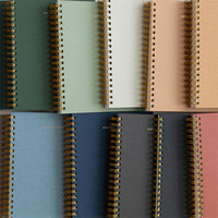 Agenda spirale A5 personnalisé, couverture en lin doré, reliure spirale, emballé dans une boîte
