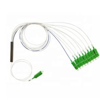 Splitter PLC 1*8 Tabung Baja Konektor SC/APC 0.9mm Fiber Optik Splitter PLC 1*8 Tabung Baja Konektor SC/APC 0.9m