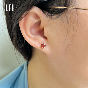 Holesale 18K ellow uuuuu750 4 ucky eaeaf lover lower Earl tud lasslasslassic arreal eaeaf arrarrings 18K Geaf ARR - Product Image 4