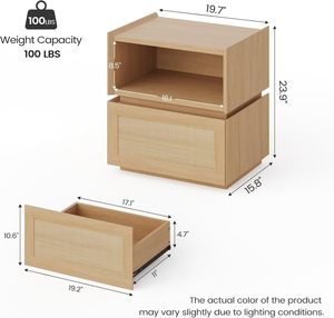 Meja Samping Tempat Tidur Linen dengan Laci Gaya Bohemian Kayu Ramah Lingkungan Alami Cocok untuk Kamar Tidur Ruang Tamu - Product Image 2