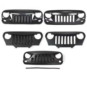 Grille avant ABS avec maille noire mate, grille de pare-chocs avant style « <span class=keywords><strong>Angry</strong></span> Face » pour <span class=keywords><strong>Jeep</strong></span> Wrangler JK JL 2007-2017. - Product Image 1