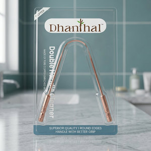 Dhanthal Copper Tongue <b>Cleaner</b> Double Handle With Round Edges And Better Grip <b>For</b> Oral Care - Product Image 6
