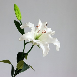 Lys artificiels de haute qualité, toucher réel, 2 têtes, en PU blanc et rose, pour la décoration de mariage, de fête, de centre de table à la maison - Product Image 6