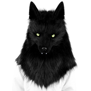Disfraz de <span class=keywords><strong>Cosplay</strong></span> de <span class=keywords><strong>Anime</strong></span> con Capucha de Cabeza Completa de Lobo de Peluche para Adultos, Ideal para Conveniones y Eventos Otoñales - Product Image 1