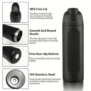Botella Aislada al Vacío con Logotipo Personalizado, Moderna, de Acero Inoxidable, 24 oz, Libre de BPA, a Prueba de Fugas y Explosiones, con Forma de Bala, con Pajita, 6-12 - Product Image 4