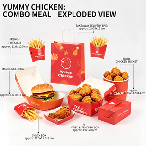 Caja de Papel Personalizada para Comida para Llevar, Pollo Frito, Hamburguesas, Pescado y Patatas Fritas, Caja de Embalaje para Comida Rápida - Product Image 2