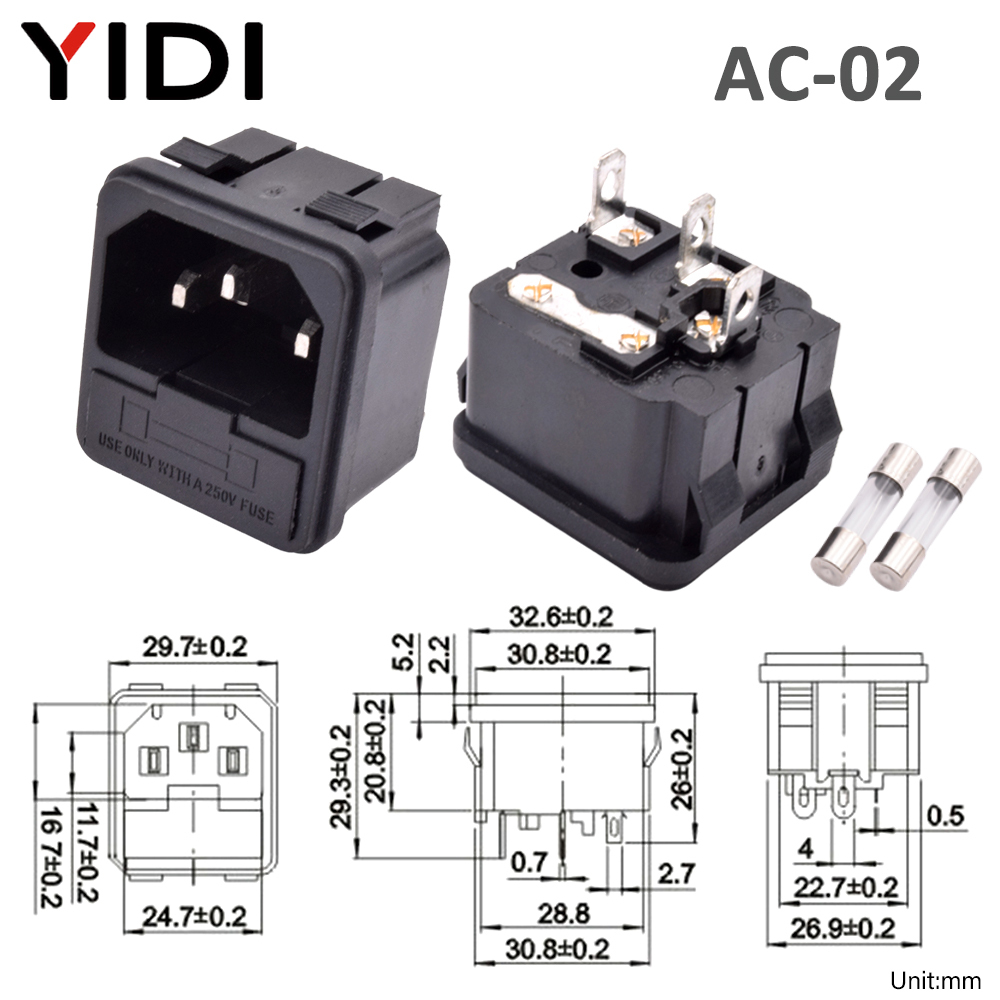 Lot De 2 Adaptateurs Prise Panneau C14 Mâle IEC – 250V 10A – Marque Uxcell Neufs