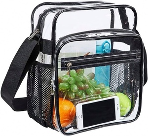 Sac à bandoulière transparent approuvé par le stade pour les concerts et les événements sportifs fourre-tout décontracté sangle réglable décor de chaîne double poignée - Product Image 1