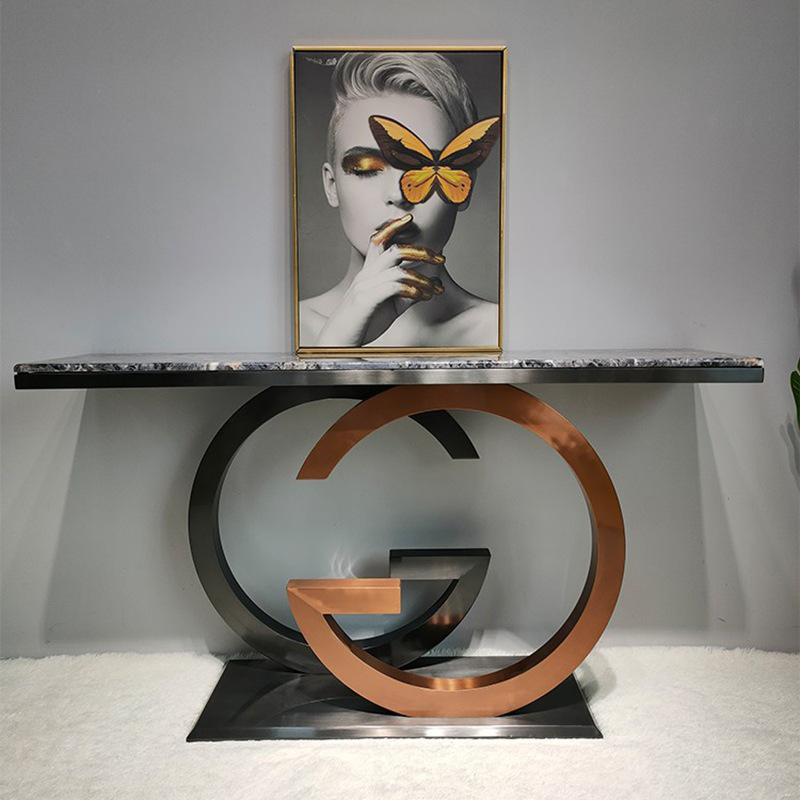 Modern Stylish Marble Glass Top Metal