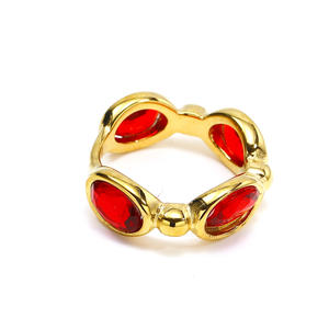 Français ins élégant style ancien ovale couleur zircon titane acier bague femme minorité haute qualité plaqué or <span class=keywords><strong>bijoux</strong></span> à la main - Product Image 1