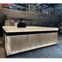 Comptoir de bar en surface solide sur mesure, blanc chaud, pierre d'onyx LED, hôtel, DJ, bar à vin, comptoir de bar