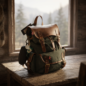 2026 Retro Full Grain Leather <b>Backpack</b> With Leather Accents Square Shape Buckle Closure <b>Water</b> <b>Resistant</b> Daily Use Shoulder Strap - Product Image 2
