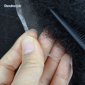 Prothèse capillaire respirante en dentelle française pour hommes, système capillaire humain bouclé afro crépu, avec fermeture en dentelle à ligne de <span class=keywords><strong>cheveux</strong></span> naturelle, <span class=keywords><strong>cheveux</strong></span> indiens Remy, densité 130% - Product Image 4