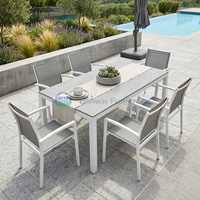 Tables d'extérieur en pierre frittée 200*90cm de l'usine de Foshan, mobilier de jardin, prix de gros pour restaurants et buffets