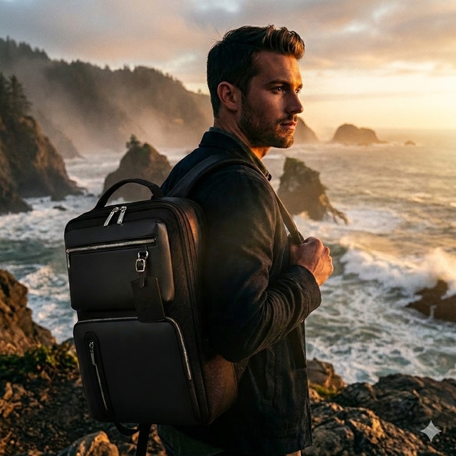 New Custom Logo Waterproof Cowhide Leather Laptop Backpack for Men Anti-theft Travel Business Casual Bag Durable School Work Bag