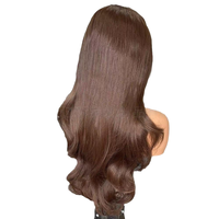 SHUANGYU 6 #   Perruques Lace Front Futura Brun Clair Ondulées avec Ligne de Cheveux Naturelle Semi-Attachées à la Main Sans Colle pour Femmes Noires Longues Densité 150%