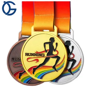 सोना मढ़वाया बच्चों पदक के साथ छोटे आकार पुरस्कार घटनाओं पुरस्कार खेल रिक्त पदक रिबन