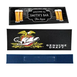 Aangepast Logo Voor Bar Met Behulp Van Zachte Pvc Rubber Siliconen Stof Cmyk Logo Bar Runner Mat