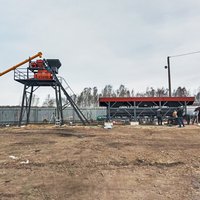 Petite centrale à béton prête à l'emploi avec élévateur à benne pour alimentation, ligne de production de béton humide, service en ligne