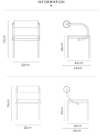 Chaise de salle à manger en acier inoxydable, chaise de café simple en acier, chaise inclinable de loisirs, chaise d'étude, chaise de salon