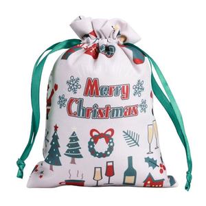 Sacs cadeaux à cordon imprimés personnages elfes, ensemble de pochettes festives en nylon pour fêtes de Noël - Product Image 5