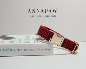Conjunto de Collar y Correa para Perro Personalizado de Lujo con Diseño de Cuadros Rojos, Hebilla de Liberación Rápida y Grabado de Nombre - Product Image 2