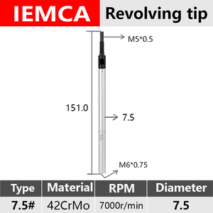 Punta giratoria Stuka 7.5 #   Para el alimentador automático de barras IEMCA, piezas para el junta rotativa M5*0.5 - Product Image 2