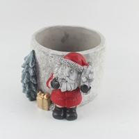 Pot de fleurs en ciment fait main, style classique, gris/rouge, bonhomme de neige de Noël, pour intérieur, à poser au sol ou suspendre, élégant, écologique