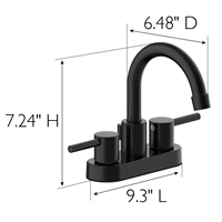 Robinet de lavabo de salle de bain américain, robinet à double poignée noir mat, robinet de lavabo à montage central de 4 pouces
