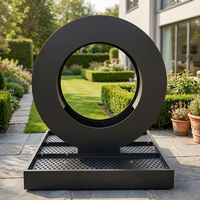 Fontaine d'eau extérieure LED en acier Corten, table d'eau de jardin