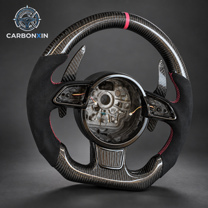 Volante Deportivo de Fibra de Carbono y Cuero para Audi A4 B8/B9 A3 8p A6 RS3 Q3 A1 A5 C6-C8 B6-B7 B8.5 8V RS5-7 S3-S7 A7 - Product Image 6